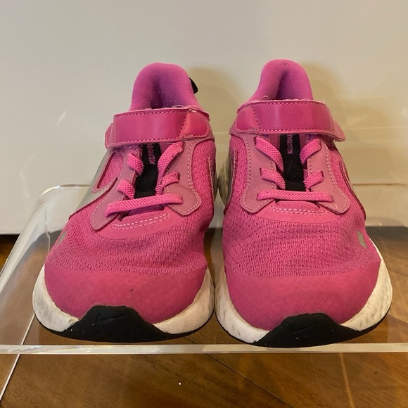 Nike Revolution Pink Sneakers with Velcro Strap Size 2 - Picture 3 of 7